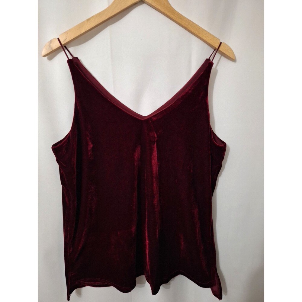 Women's Burgundy Velvet Cami Tank Top Size M Stretch Layering Y2K Gothic Regency